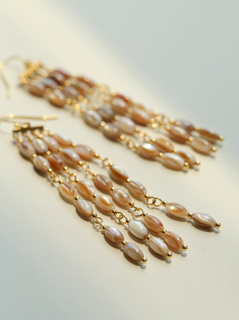 Boho Style Natural Shell Tassel Dangle Earrings - floysun