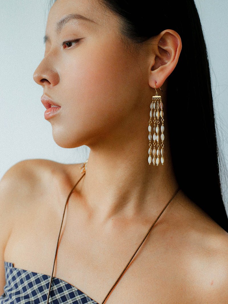 Boho Style Natural Shell Tassel Dangle Earrings - floysun