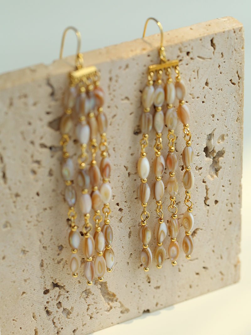 Boho Style Natural Shell Tassel Dangle Earrings - floysun