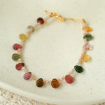 Boho Vintage Colorful Teardrop Natural Tourmaline Bracelet - floysun