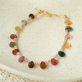 Boho Vintage Colorful Teardrop Natural Tourmaline Bracelet - floysun