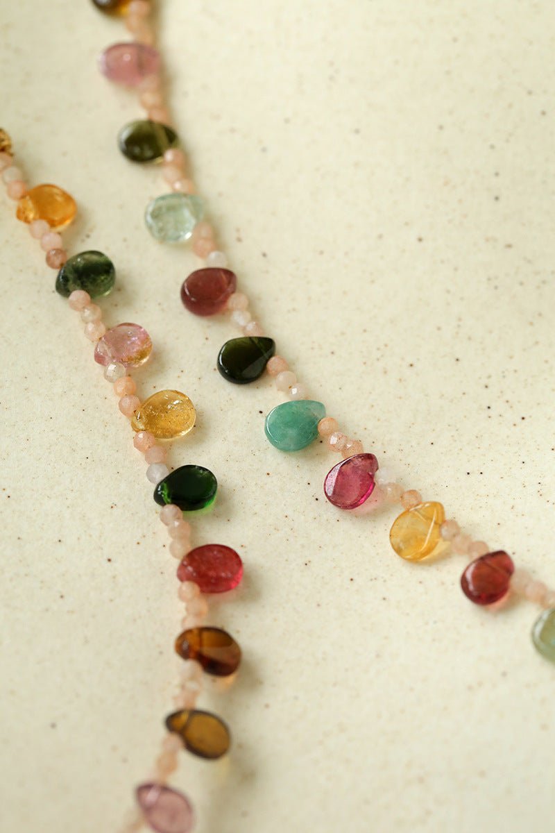 Boho Vintage Colorful Teardrop Natural Tourmaline Bracelet - floysun