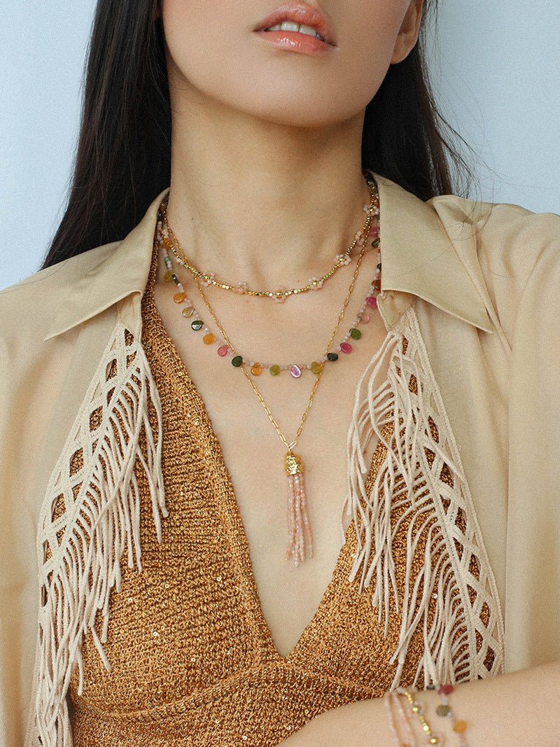 Boho Vintage Colorful Teardrop Natural Tourmaline Bracelet - floysun