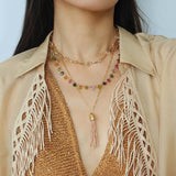 Boho Vintage Colorful Teardrop Natural Tourmaline Bracelet - floysun
