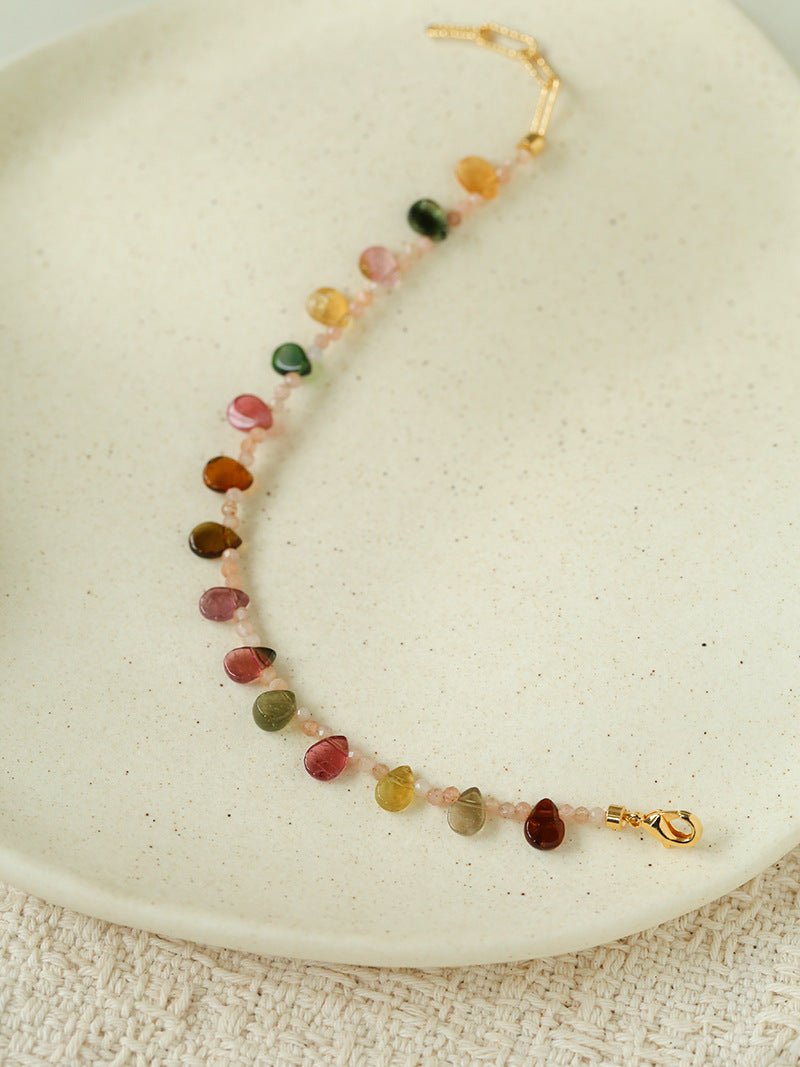 Boho Vintage Colorful Teardrop Natural Tourmaline Bracelet - floysun