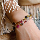 Boho Vintage Colorful Teardrop Natural Tourmaline Bracelet - floysun