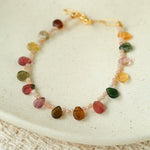 Boho Vintage Colorful Teardrop Natural Tourmaline Bracelet - floysun