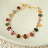 Boho Vintage Colorful Teardrop Natural Tourmaline Bracelet - floysun