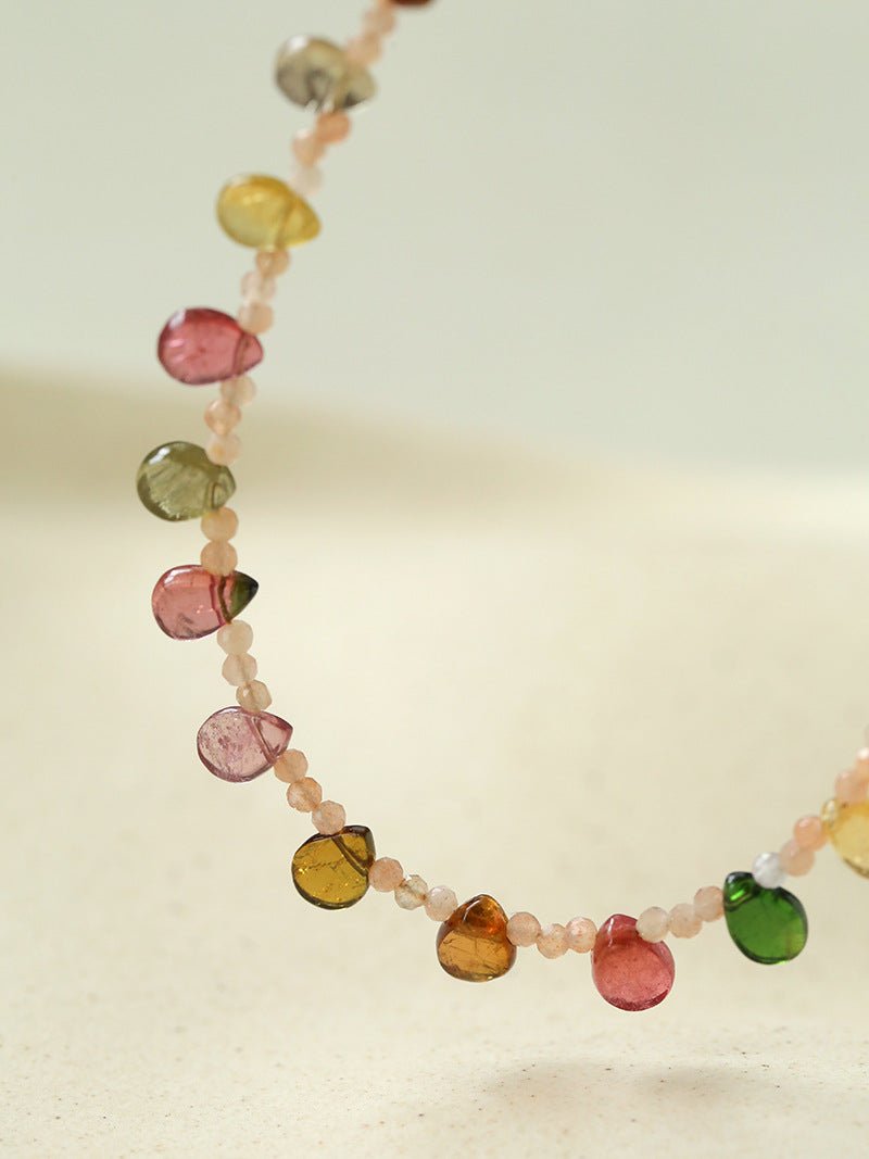 Boho Vintage Colorful Teardrop Natural Tourmaline Bracelet - floysun
