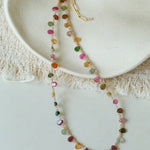 Boho Vintage Colorful Teardrop Natural Tourmaline Necklace - floysun