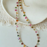 Boho Vintage Colorful Teardrop Natural Tourmaline Necklace - floysun