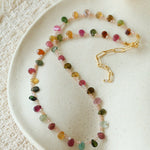 Boho Vintage Colorful Teardrop Natural Tourmaline Necklace - floysun