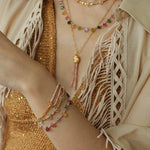 Boho Vintage Colorful Teardrop Natural Tourmaline Necklace - floysun