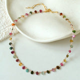 Boho Vintage Colorful Teardrop Natural Tourmaline Necklace - floysun