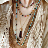 Boho Vintage Colorful Teardrop Natural Tourmaline Necklace - floysun