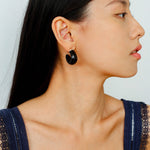 Bold Arc – Natural Stone C - Hoop Earrings in Black Onyx, Tiger’s Eye & Red Stone - floysun