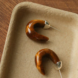 Bold Arc – Natural Stone C - Hoop Earrings in Black Onyx, Tiger’s Eye & Red Stone - floysun