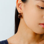 Bold Arc – Natural Stone C - Hoop Earrings in Black Onyx, Tiger’s Eye & Red Stone - floysun