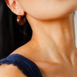 Bold Arc – Natural Stone C - Hoop Earrings in Black Onyx, Tiger’s Eye & Red Stone - floysun