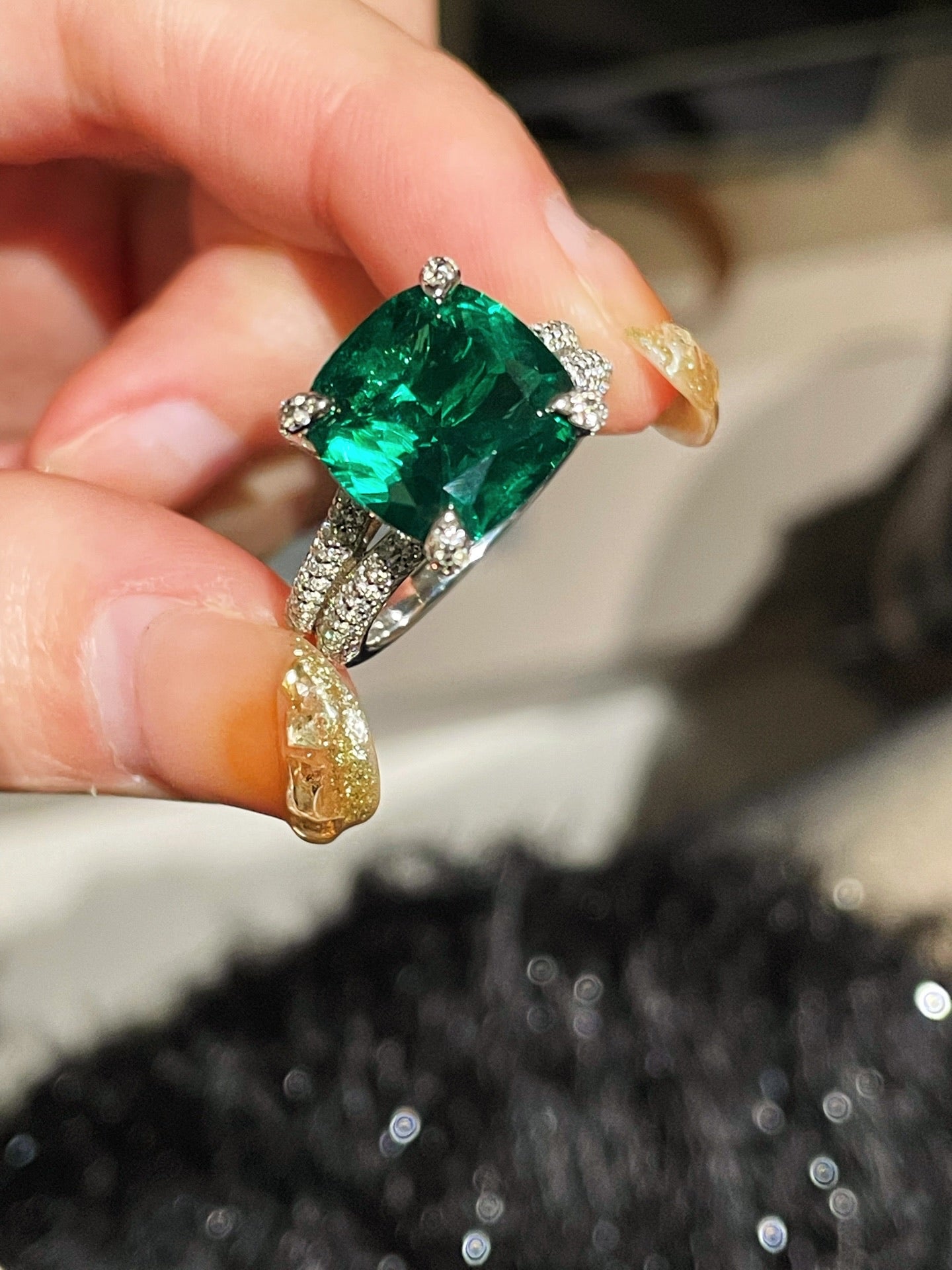 Bold Double Pavé Emerald Statement Ring - floysun