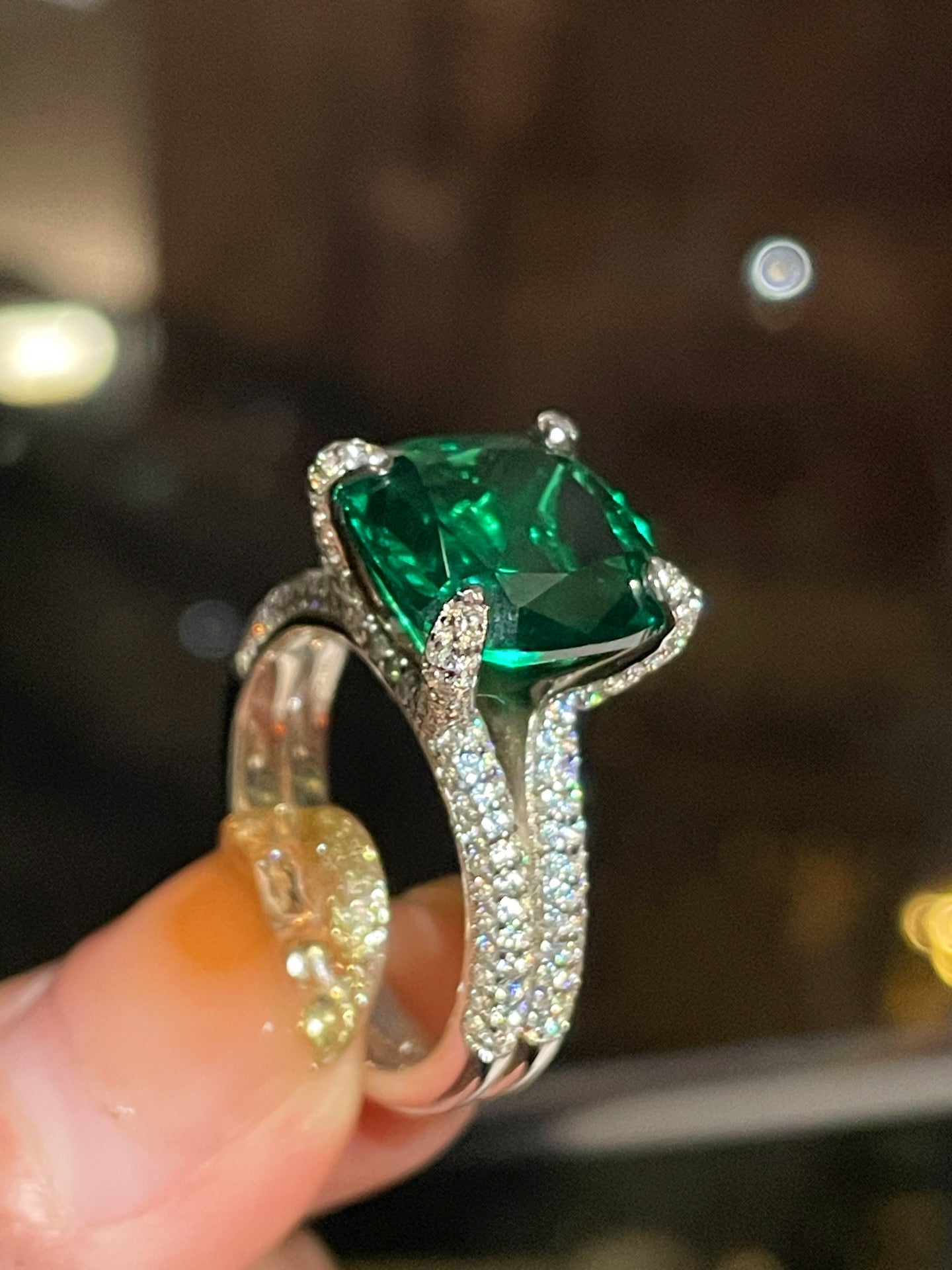 Bold Double Pavé Emerald Statement Ring - floysun