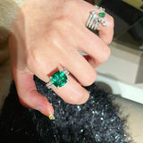 Bold Double Pavé Emerald Statement Ring - floysun