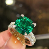 Bold Double Pavé Emerald Statement Ring - floysun