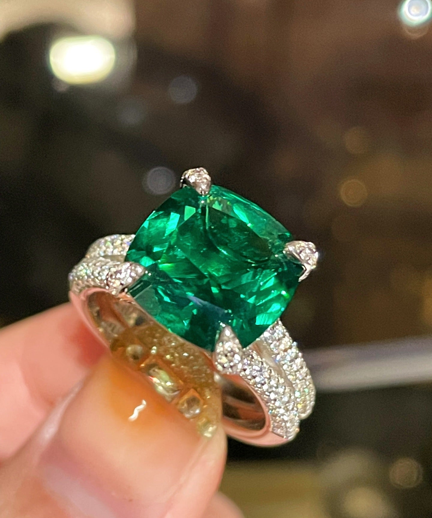 Bold Double Pavé Emerald Statement Ring - floysun