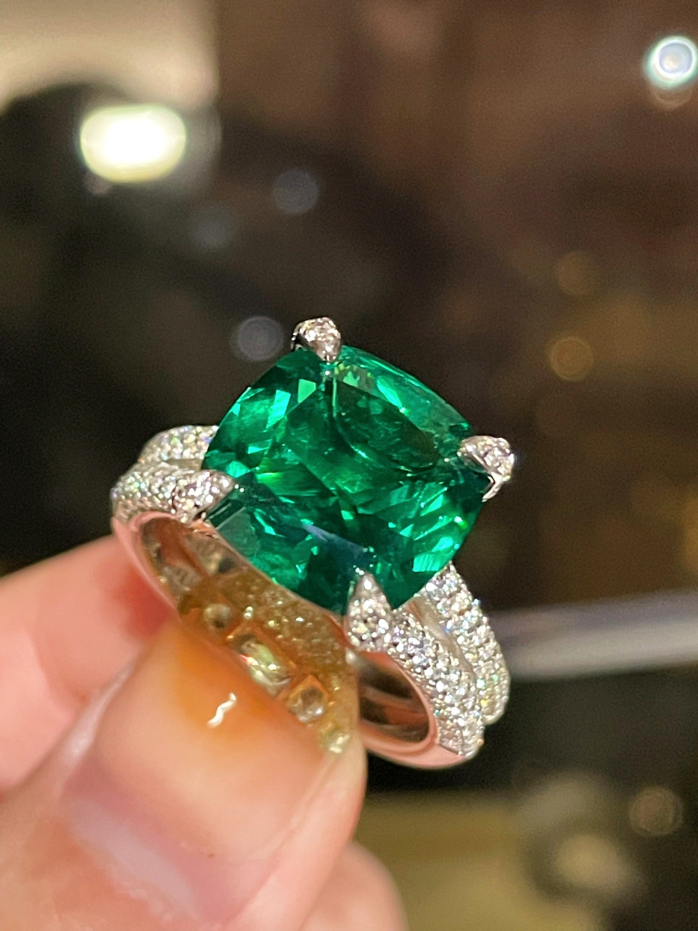 Bold Double Pavé Emerald Statement Ring - floysun