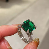 Bold Double Pavé Emerald Statement Ring - floysun