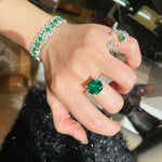 Bold Double Pavé Emerald Statement Ring - floysun