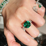 Bold Double Pavé Emerald Statement Ring - floysun