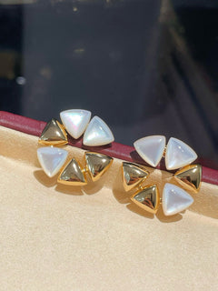 Bold Mother - of - Pearl Triangle Stud Earrings - floysun