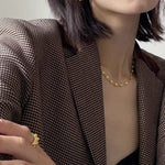 Bold Rebellious Heart Pendant Necklace - 18K Gold Plated Heavy Chunky Link Chain Choker - floysun