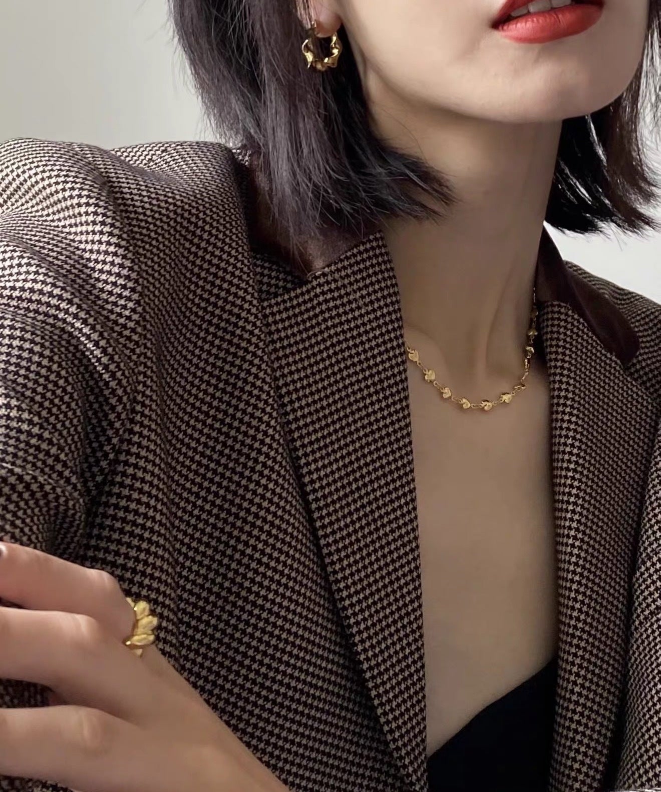 Bold Rebellious Heart Pendant Necklace - 18K Gold Plated Heavy Chunky Link Chain Choker - floysun