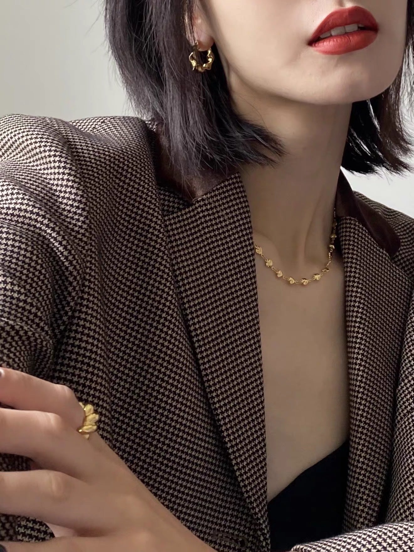 Bold Rebellious Heart Pendant Necklace - 18K Gold Plated Heavy Chunky Link Chain Choker - floysun