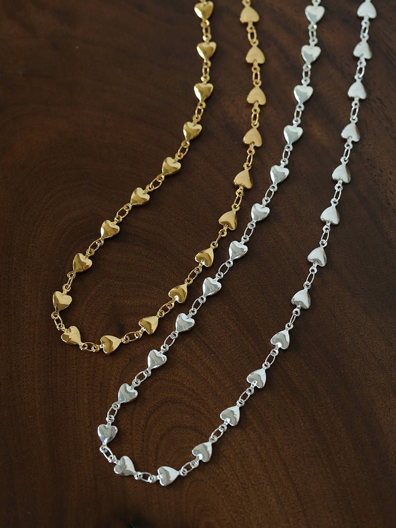 Bold Rebellious Heart Pendant Necklace - 18K Gold Plated Heavy Chunky Link Chain Choker - floysun