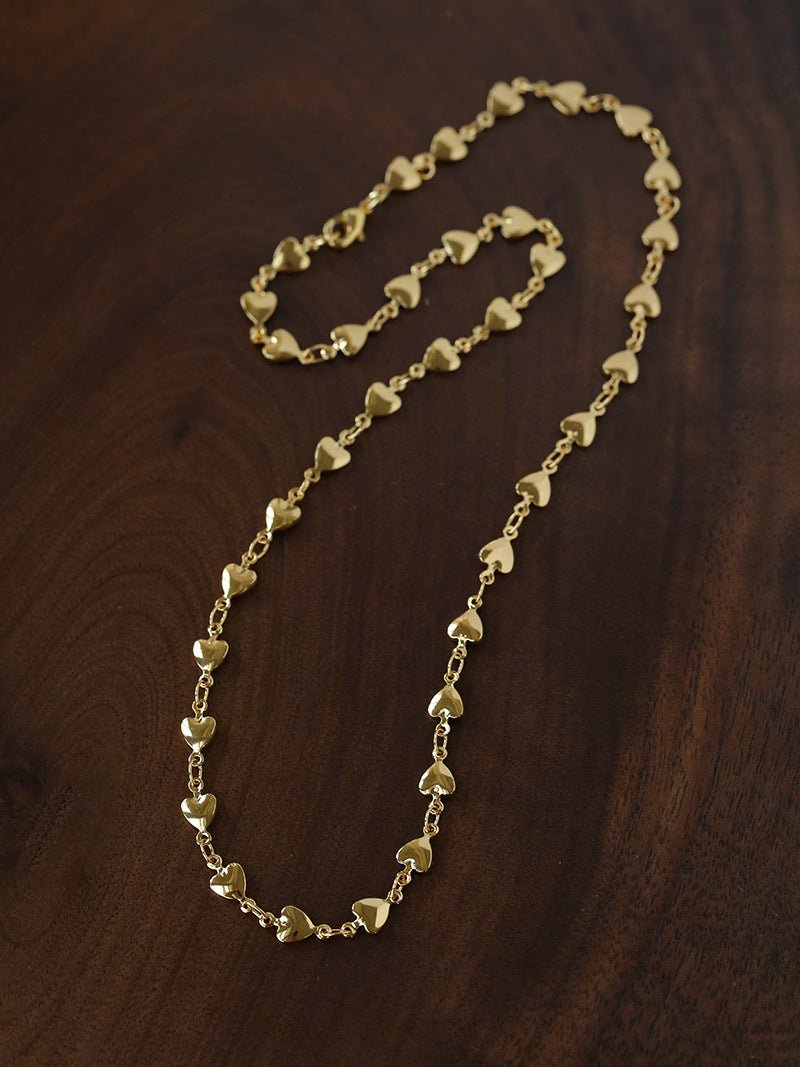 Bold Rebellious Heart Pendant Necklace - 18K Gold Plated Heavy Chunky Link Chain Choker - floysun