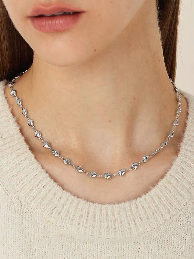 Bold Rebellious Heart Pendant Necklace - 18K Gold Plated Heavy Chunky Link Chain Choker - floysun