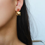 “Born to Shine” Garnet Elephant Earrings - Gold - floysun
