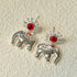 “Born to Shine” Garnet Elephant Earrings - Gold - floysun