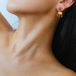 “Born to Shine” Garnet Elephant Earrings - Gold - floysun
