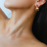 “Born to Shine” Garnet Elephant Earrings - Gold - floysun
