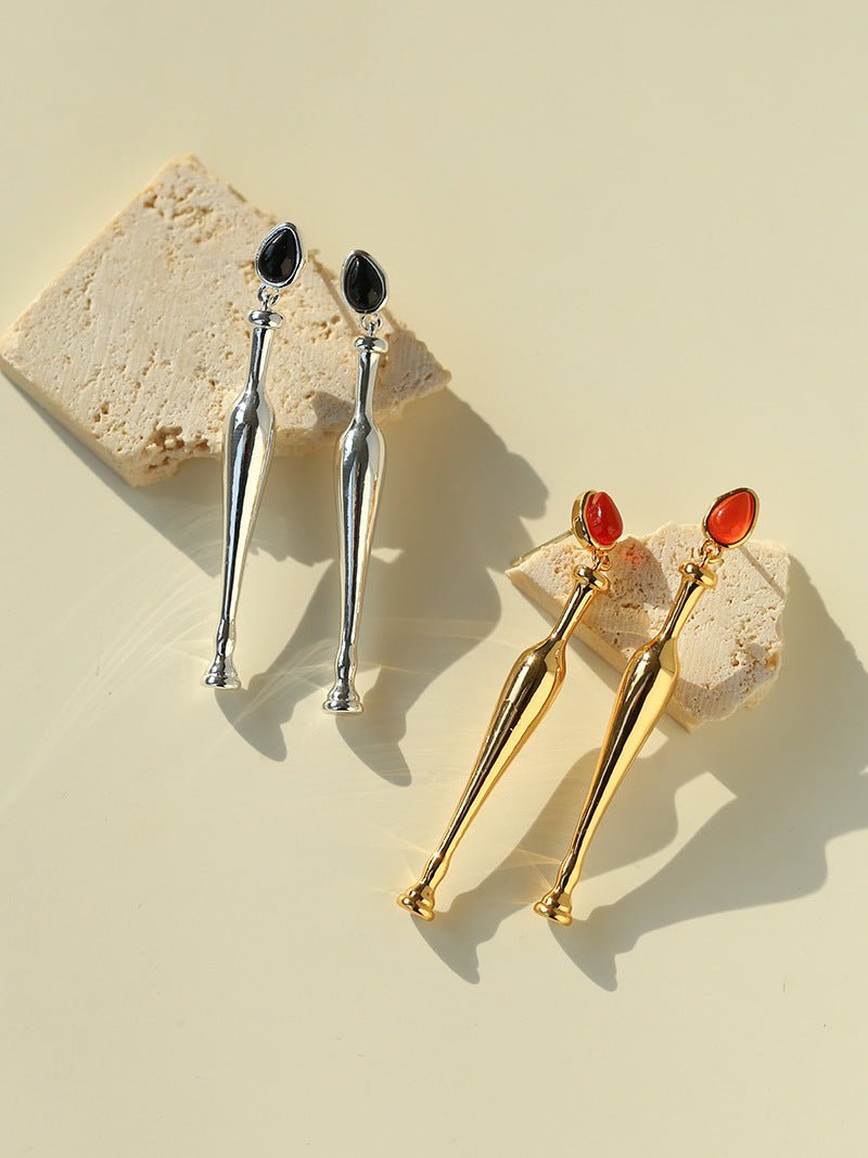 Bottle - Inspired Red Agate Drop Earrings - floysun