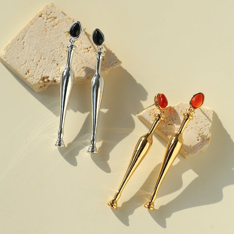 Bottle - Inspired Red Agate Drop Earrings - floysun