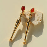 Bottle - Inspired Red Agate Drop Earrings - floysun