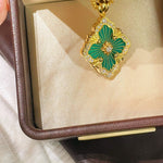 Boucheron - Inspired Four - Leaf Clover Necklaces – Green Onyx - floysun
