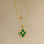 Boucheron - Inspired Four - Leaf Clover Necklaces – Green Onyx - floysun