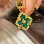 Boucheron - Inspired Four - Leaf Clover Necklaces – Green Onyx - floysun