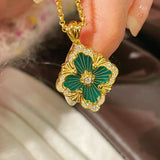 Boucheron - Inspired Four - Leaf Clover Necklaces – Green Onyx - floysun